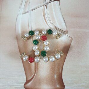 Metal Gold Faux Pearls Multi Color Beads Brooch Pin Fashion Women Jewelry Gift